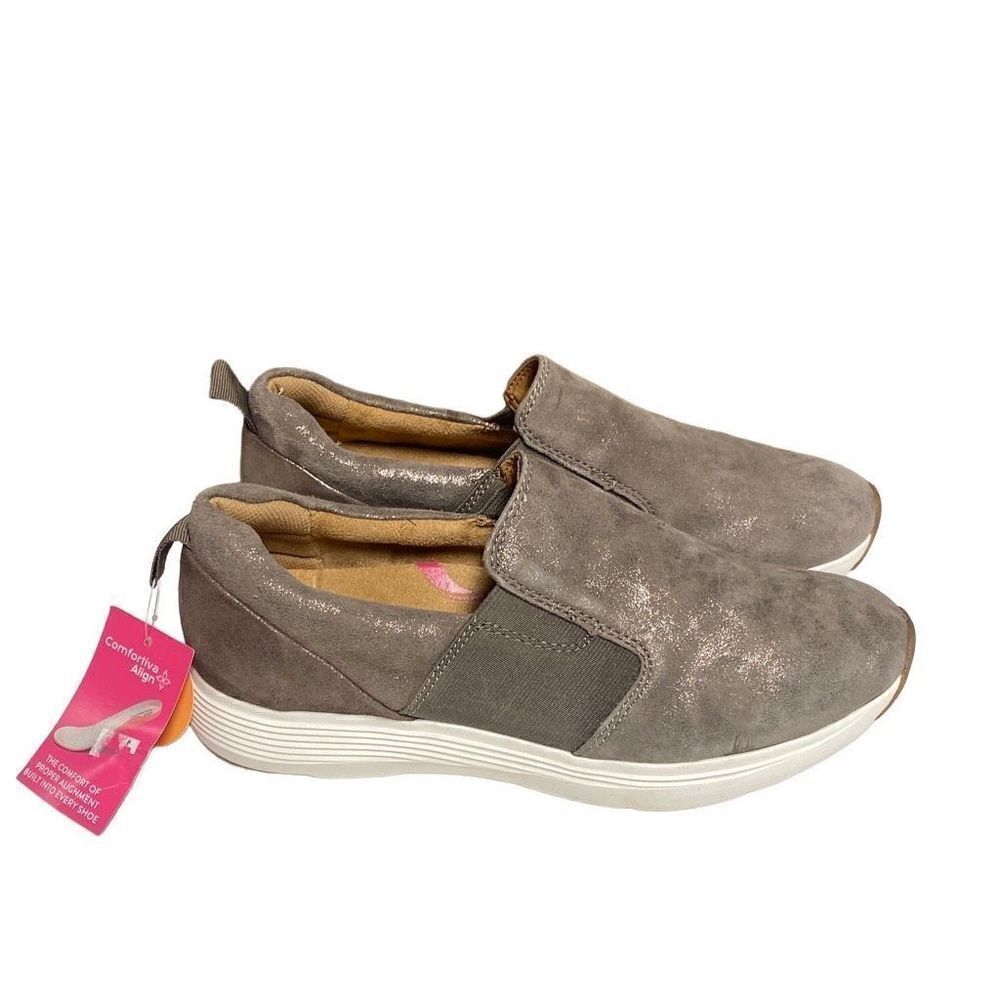 Comfortiva Align Nicole Smoked Distressed Foil Suede Metallic Taupe/ Gold Shimme